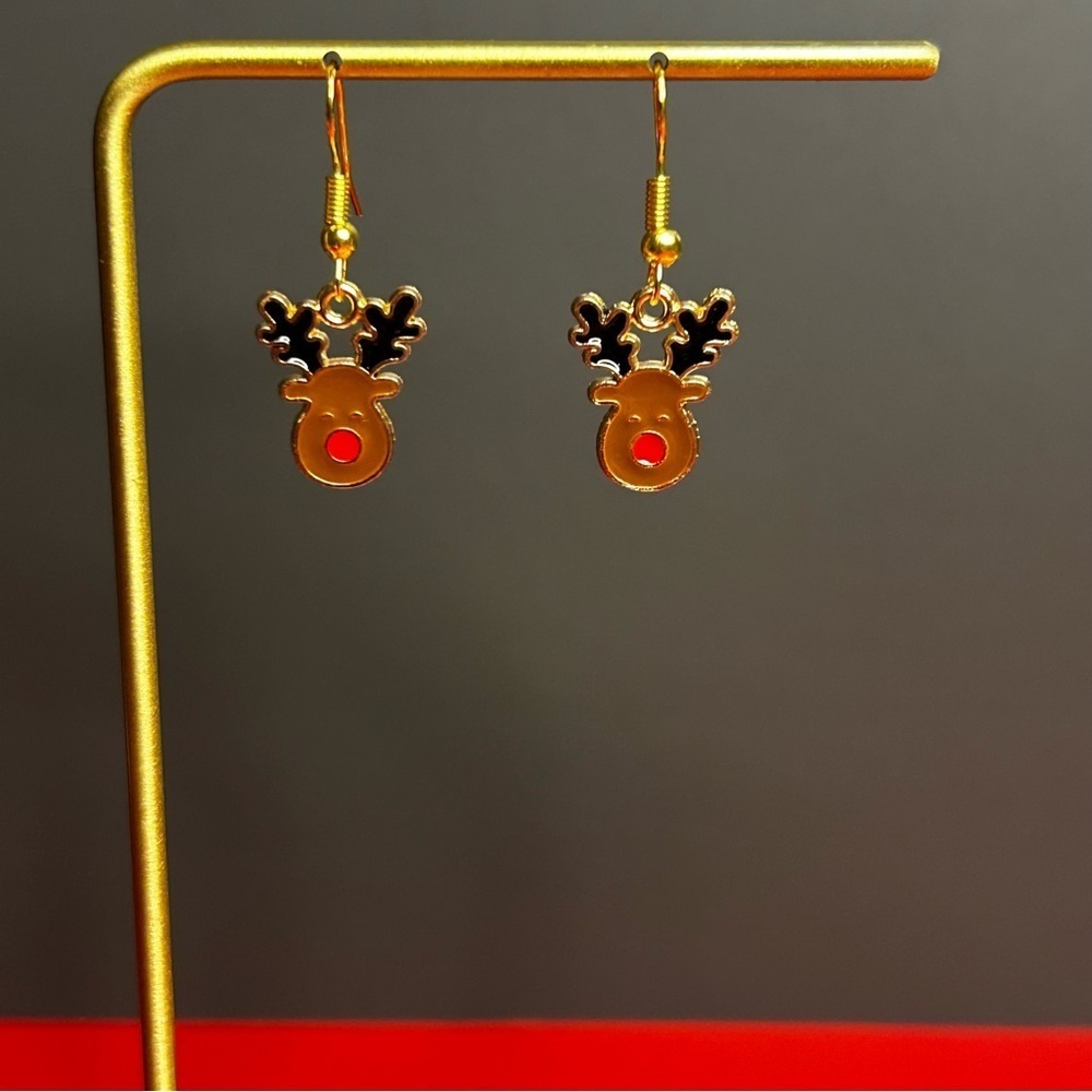 Festive Holiday Theme Christmas Reindeer Earrings
